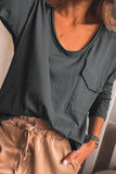 LONG T-SHIRT WITH V NECK AND POCKET