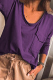 LONG T-SHIRT WITH V NECK AND POCKET