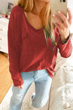 LONG T-SHIRT WITH V NECK AND POCKET