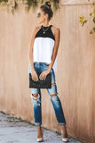 Sleeveless Blouse Black and white