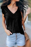 Sleeveless blouse with V Neck