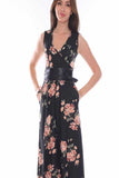 Φόρεμα midi floral print με ζώνη και τσεπες