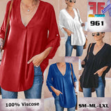 Blouse Long Sleeve Shirt With V Neck