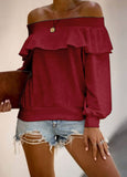 Strapless blouse Long sleeves with ruffles