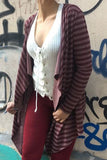 Asymmetrical Cardigan With Striped Cotton