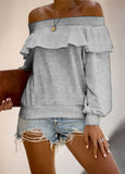 Strapless blouse Long sleeves with ruffles