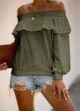 Strapless blouse Long sleeves with ruffles