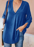 Blouse Long Sleeve Shirt With V Neck