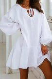 Midi Long Sleeve T-Shirt with Ruffles in Comfortable Line