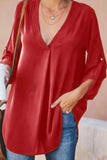 Blouse Long Sleeve Shirt With V Neck