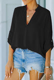 Blouse Long Sleeve Shirt With V Neck