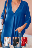 Blouse Long Sleeve Shirt With V Neck